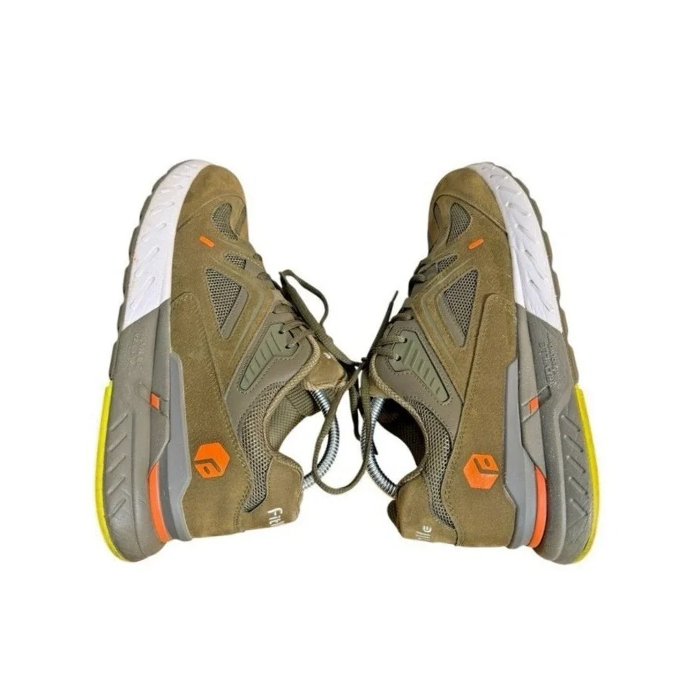 FitVille Marca Mens 9.5W Pre-Owned Running Shoes Olive Green Suede Trainers‎